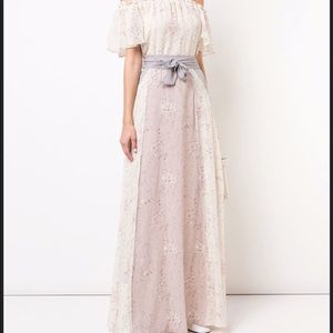 Loveshackfancy Off the Shoulder Floral Maxi Dress